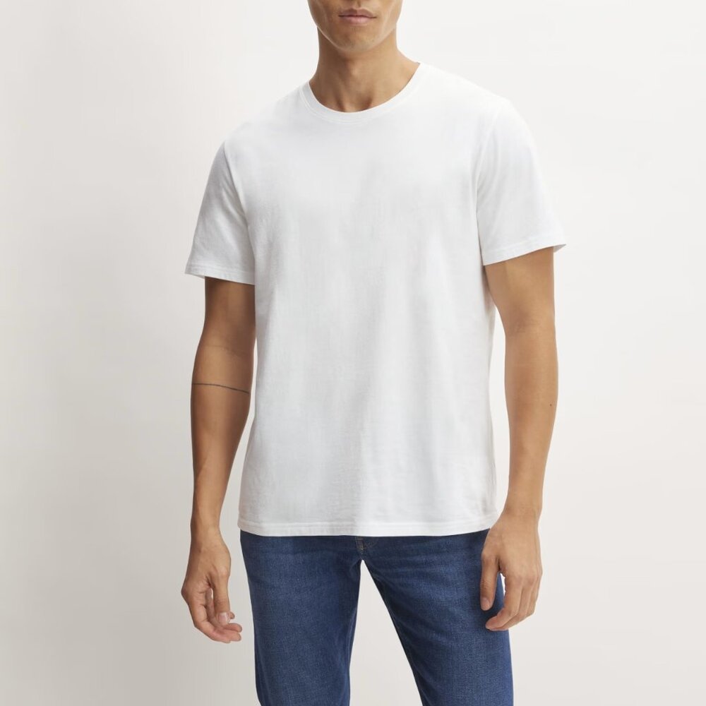 Three Everlane Essential Organic Uniform White Crew T-shirts, medium